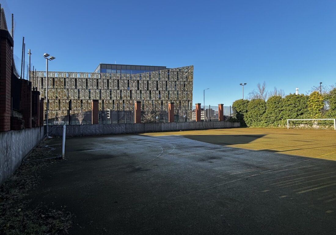 The outdoor football pitch at the Bronte Youth and Community Centre, a community sports space open since 2001, providing a hub for football and recreation. Will soon be open as rentable space for 7 aside football, the only sports pitch in Liverpool City Centre