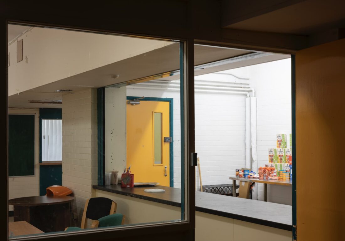 A room looking into the kitchen space at The Bronte Youth and Community Centre based in Liverpool City Centre